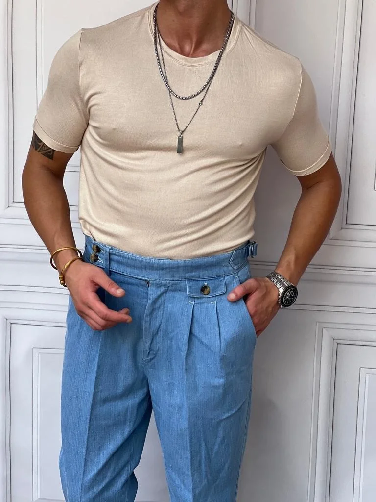 Slim Fit Pamuk Triko Kumaş Tshırt - küçük resim 3